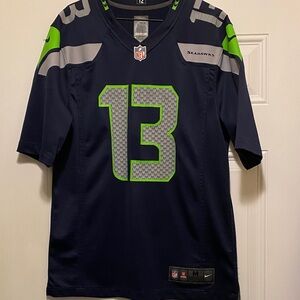 Nike Men's Dark Blue and Neon Green Jersey Seattle Seahawks